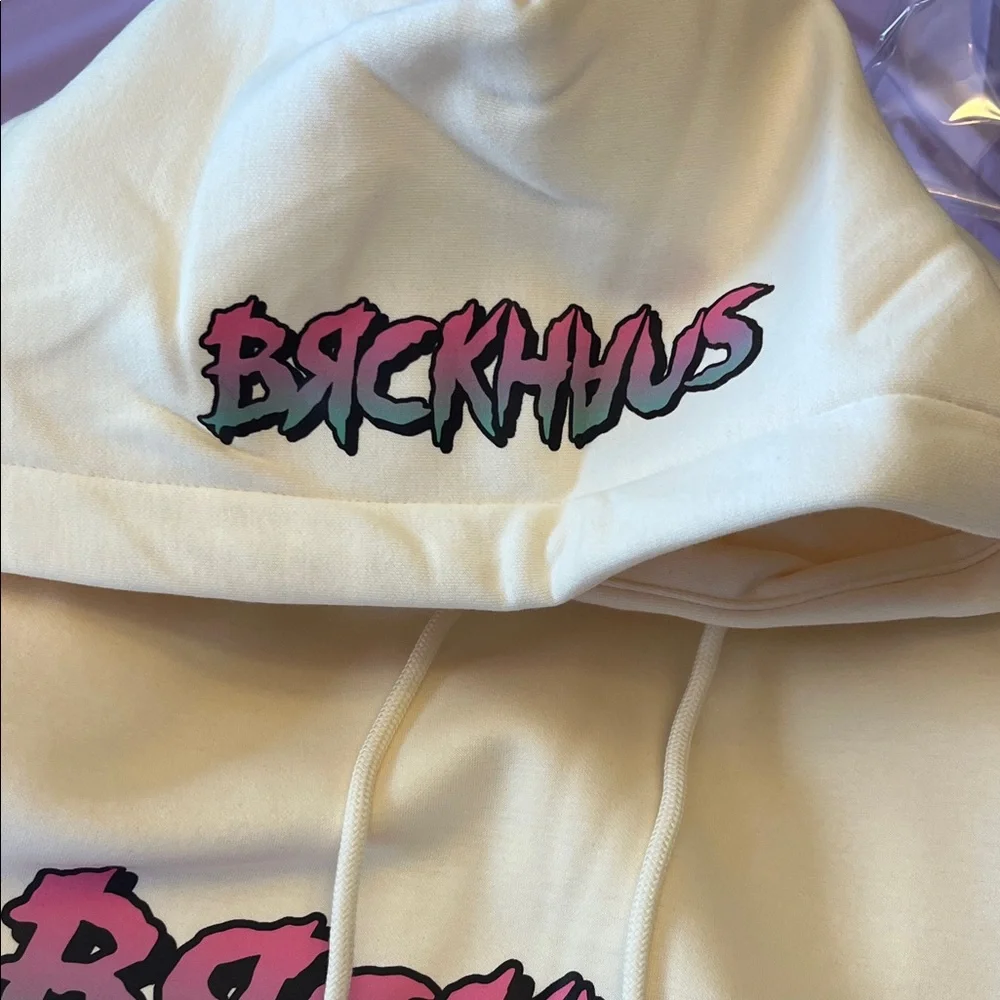 Cream Hoodie with Graphic Design - Picture 8 of 10